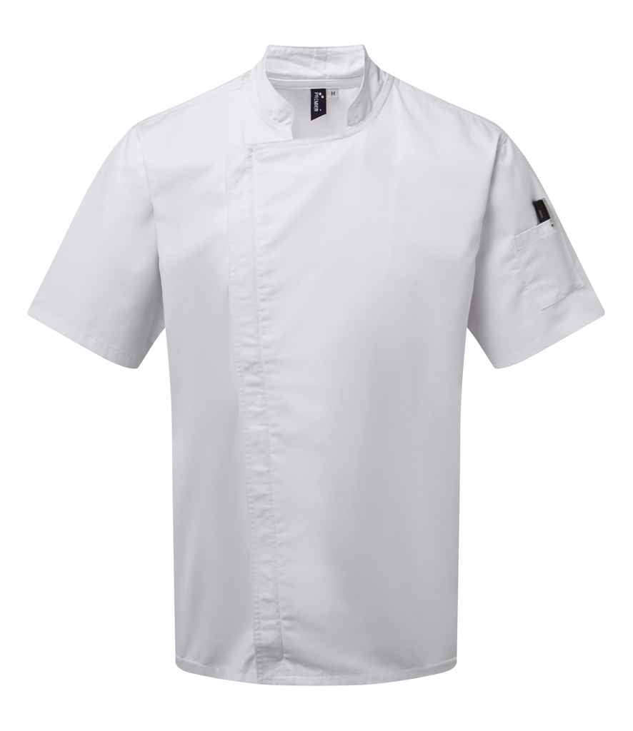 Premier Short Sleeve Zipped Chef's Jacket White