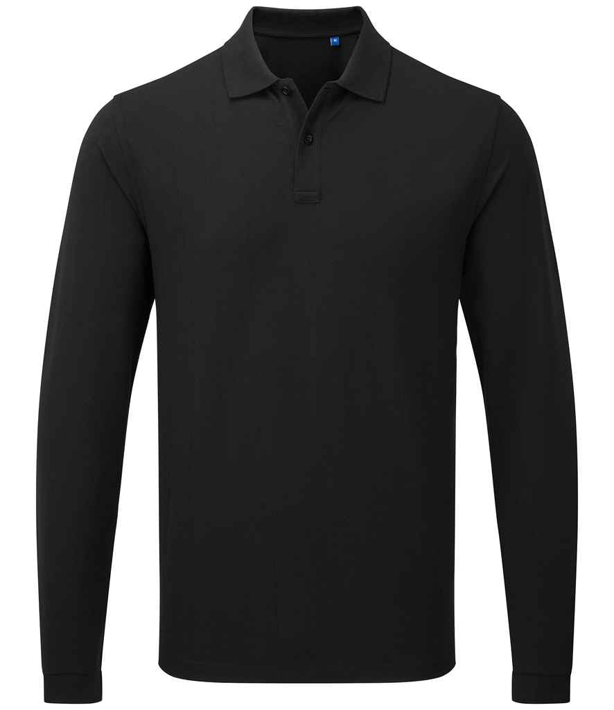 Premier Essential Unisex Long Sleeve Polo Shirt Black