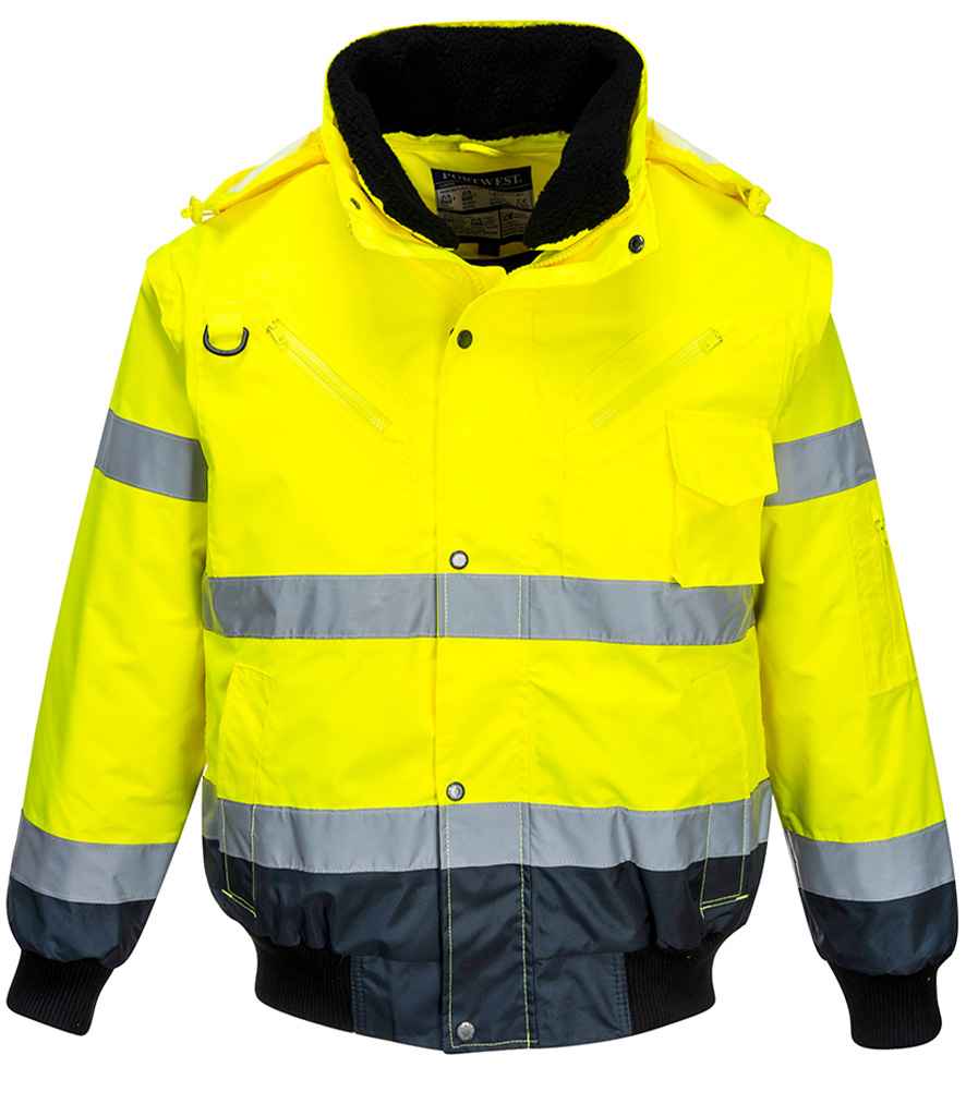 Portwest 3-in-1 Hi-Vis Bomber Jacket Yellow/Navy