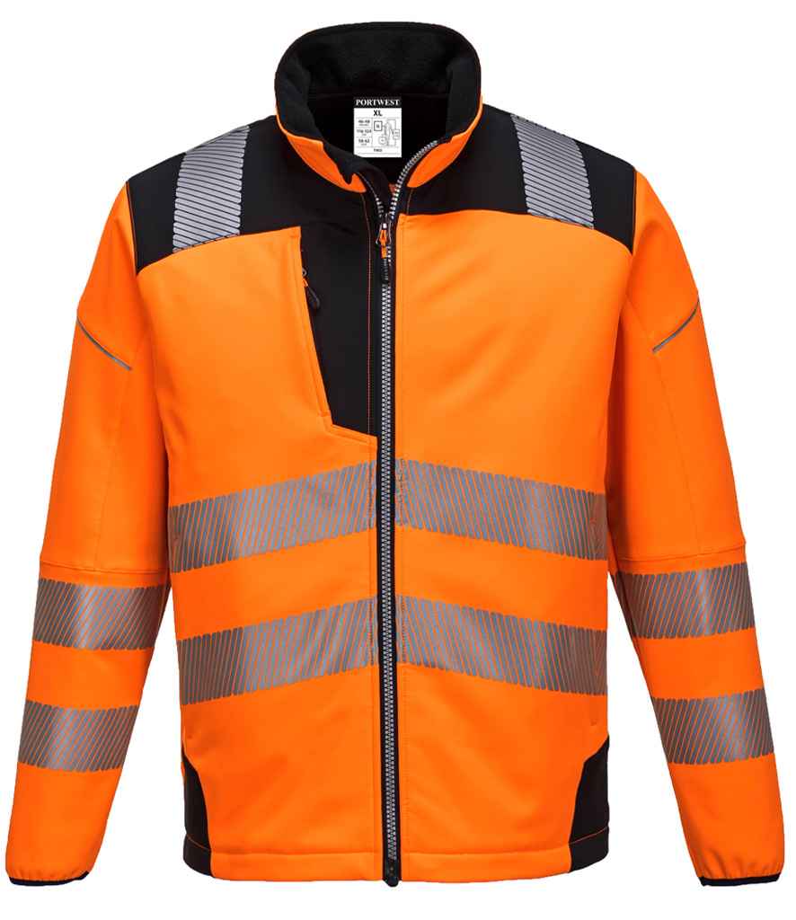 Portwest PW3 Hi-Vis Soft Shell Jacket Orange/Black