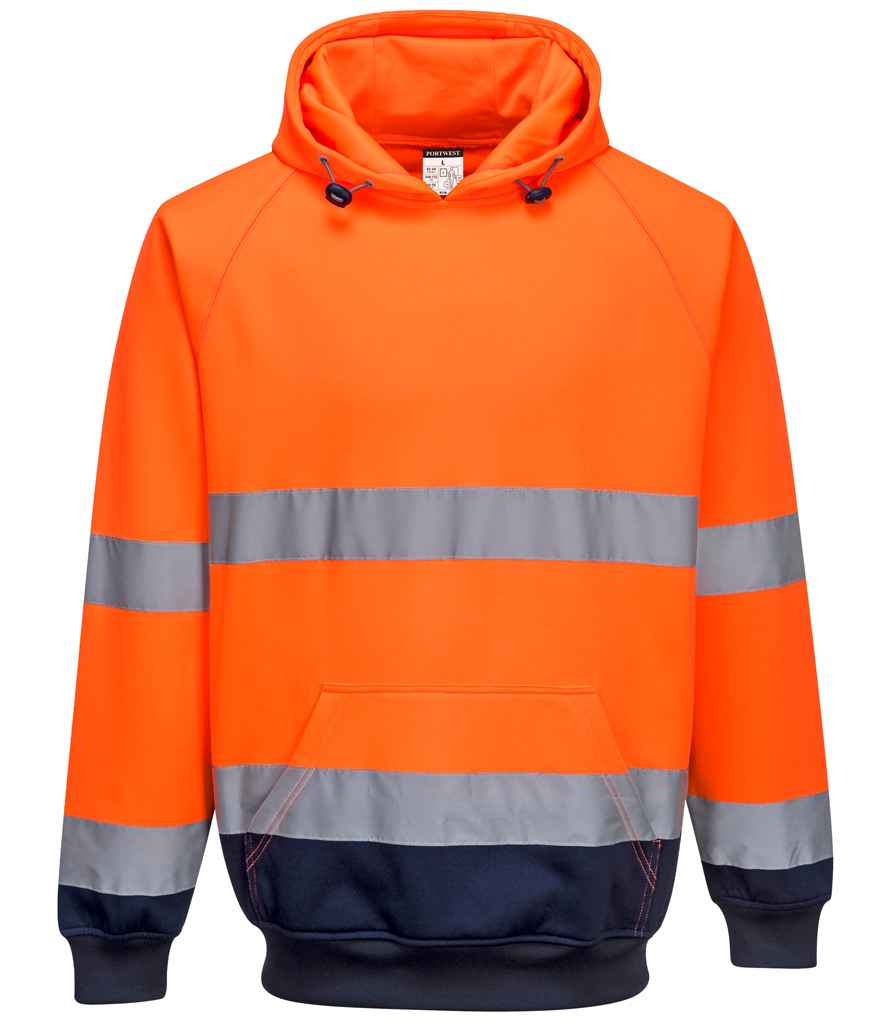 Portwest Hi-Vis Two Tone Hooded Sweatshirt Orange/Navy