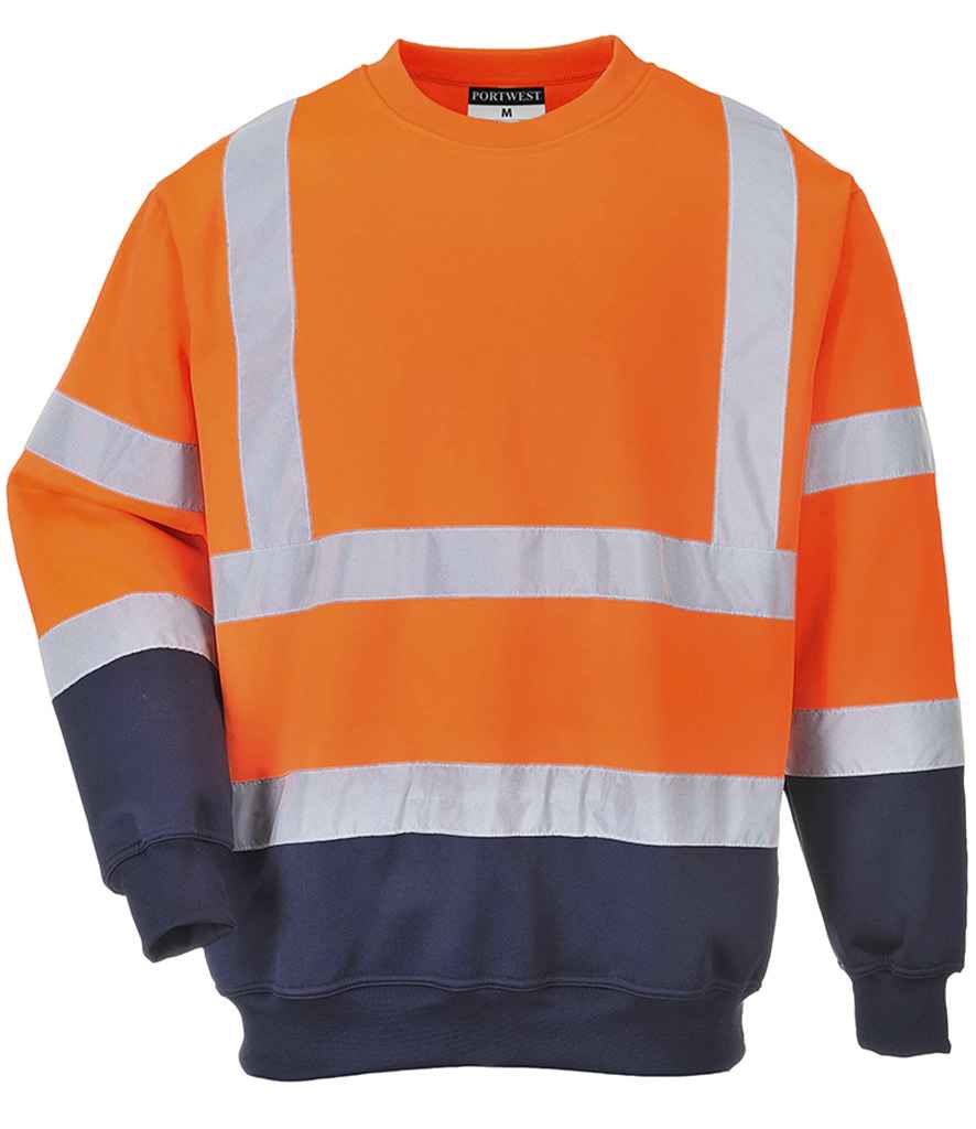 Portwest Hi-Vis Two Tone Sweatshirt Orange/Navy