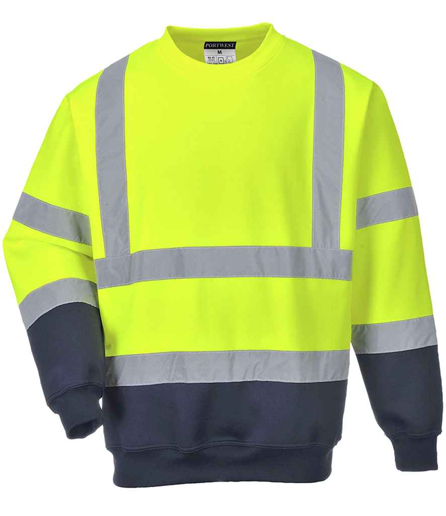 Portwest Hi-Vis Two Tone Sweatshirt Yellow/Navy