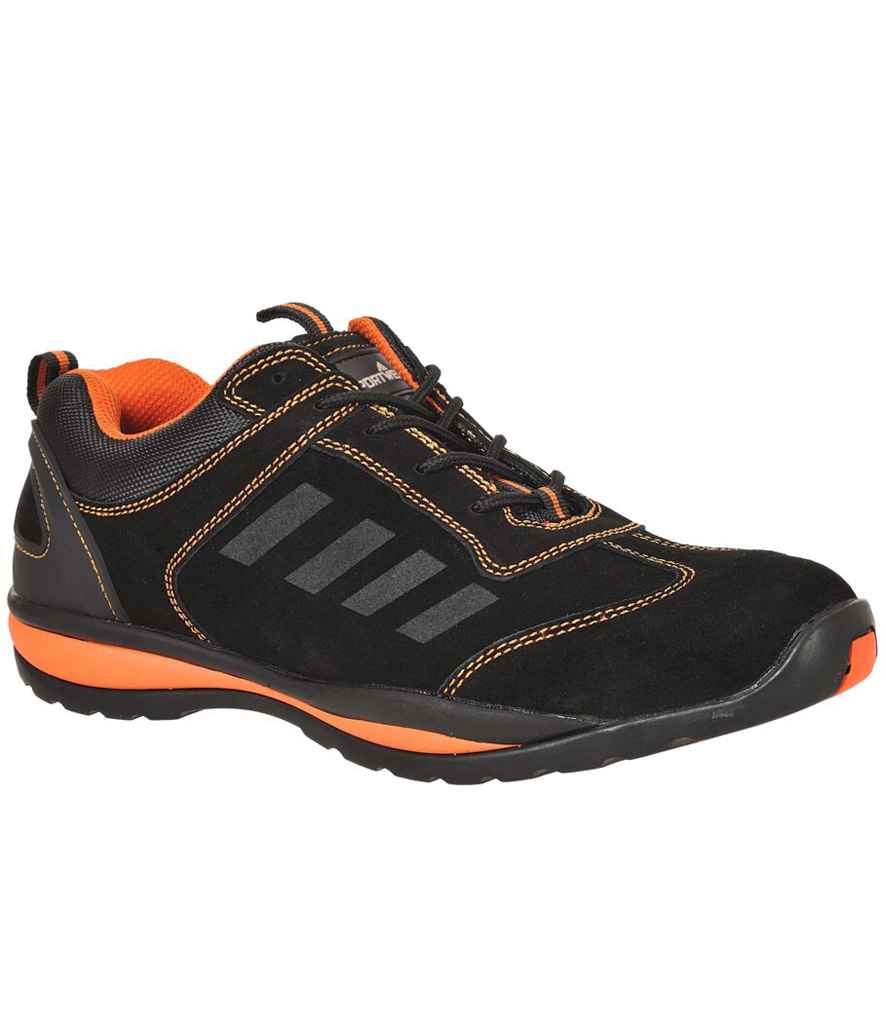 Portwest Steelite™ Lusum S1P HRO Safety Trainers | Black/Orange Footwear - Lancashire Teamwear