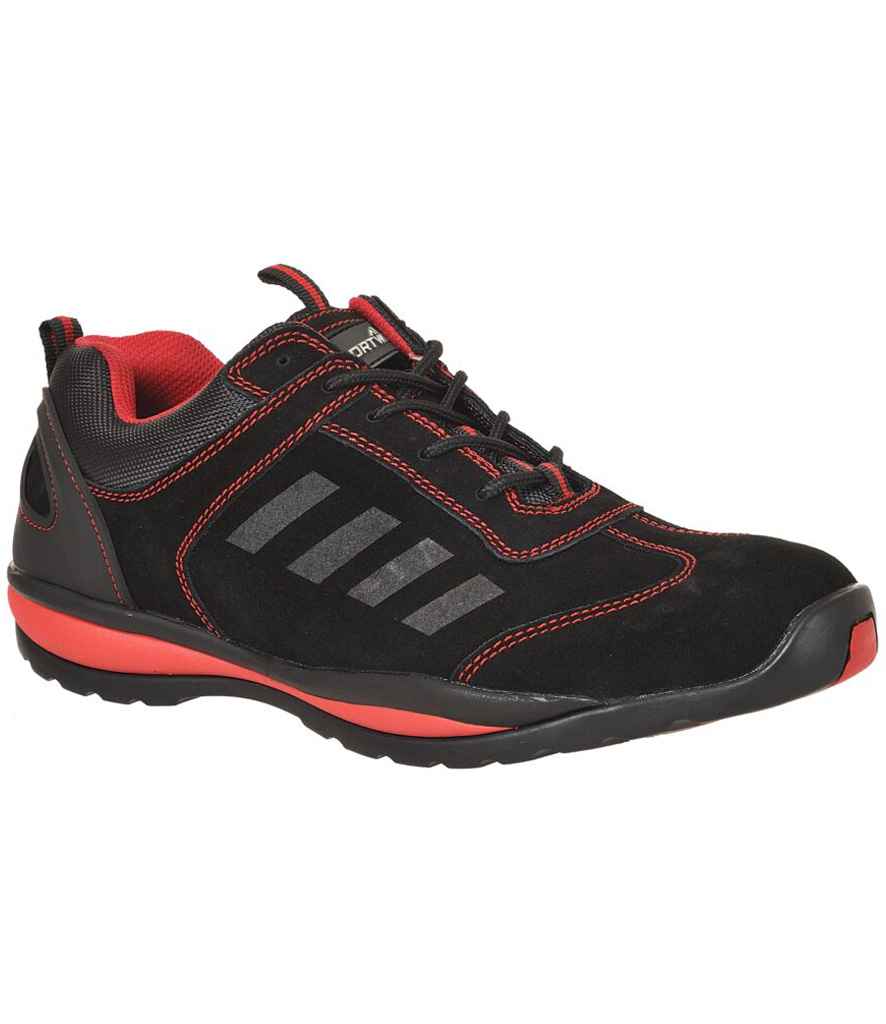 Portwest Steelite™ Lusum S1P HRO Safety Trainers | Black/Red Footwear - Lancashire Teamwear