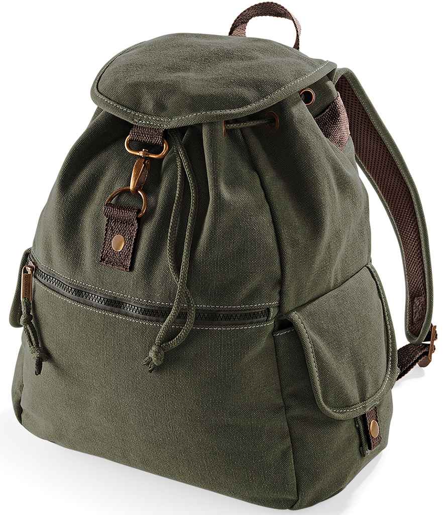 Quadra Vintage Canvas Backpack | Vintage Military Green Bag - Lancashire Teamwear