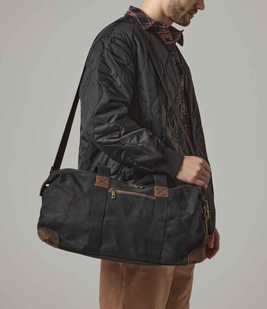 Quadra Heritage Waxed Canvas Holdall | Black Bag - Lancashire Teamwear