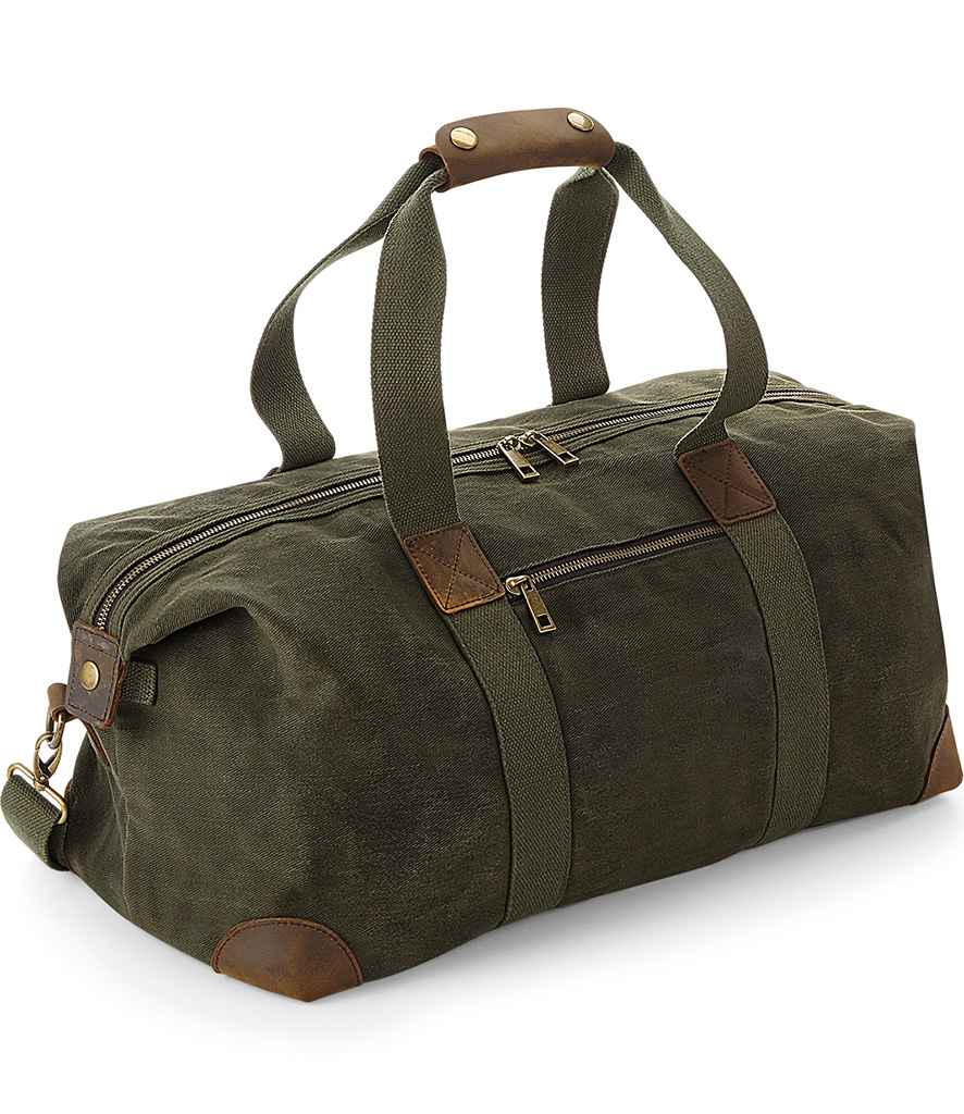 Quadra Heritage Waxed Canvas Holdall Olive Green