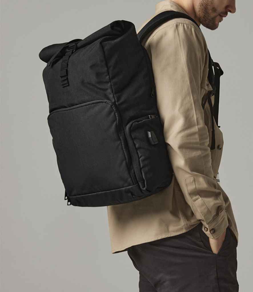 Quadra Q-Tech Charge Roll-Top Backpack | Black Bag - Lancashire Teamwear