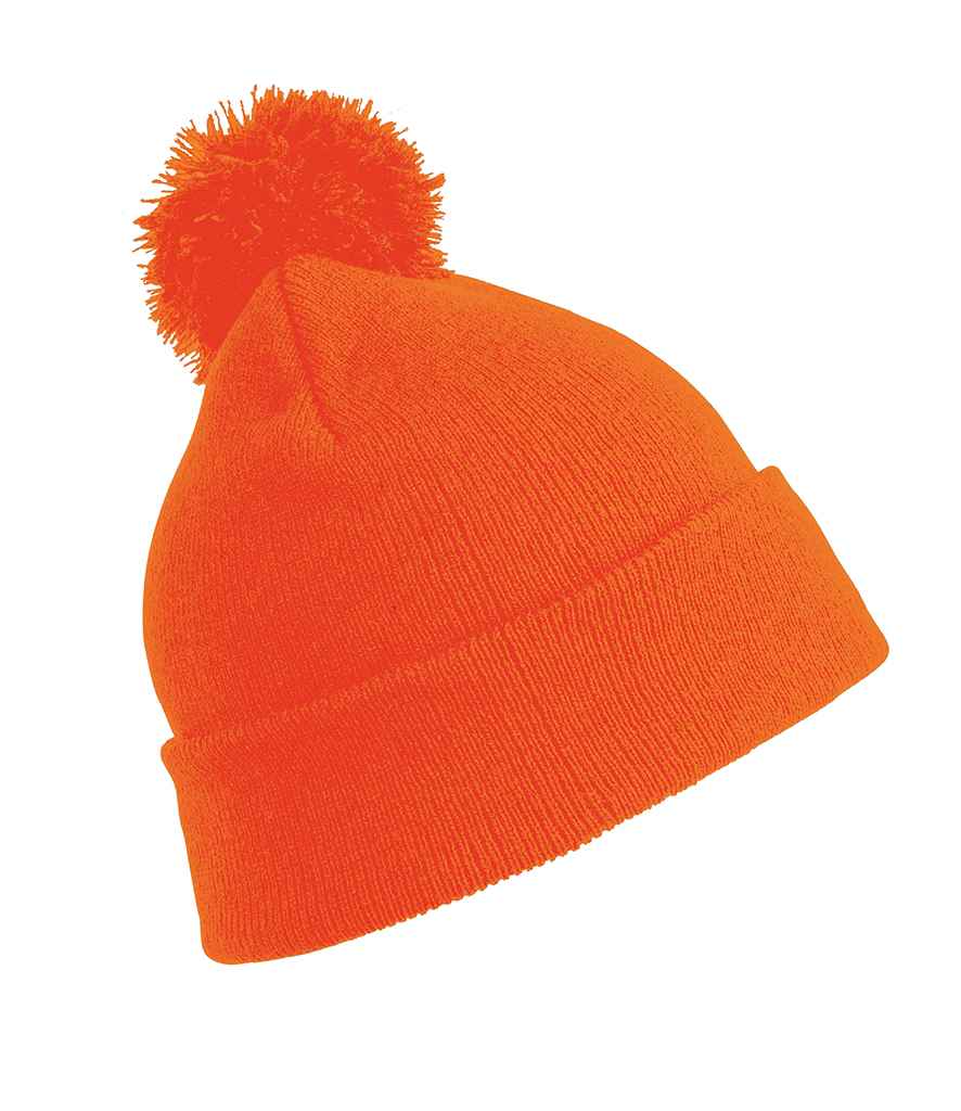 Result Core Kids Pom Pom Beanie | Fluorescent Orange - Result Winter Essentials Headwear - Lancashire Teamwear