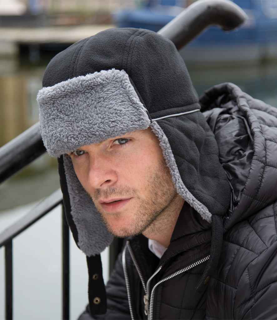 Result Ocean Trapper Hat | Black/Grey - Result Winter Essentials Headwear - Lancashire Teamwear
