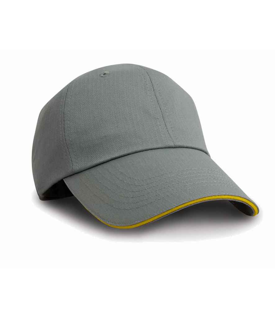 Result Herringbone Cap | Grey/Yellow - Result Headwear Headwear - Lancashire Teamwear