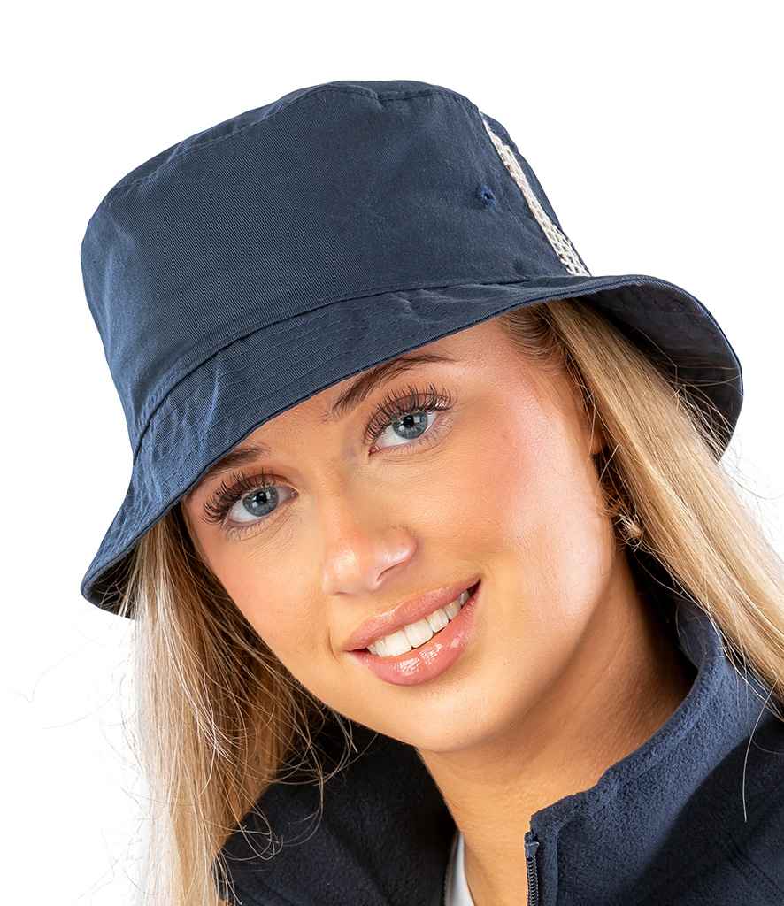 Result Deluxe Washed Cotton Bucket Hat | Navy - Result Headwear Headwear - Lancashire Teamwear