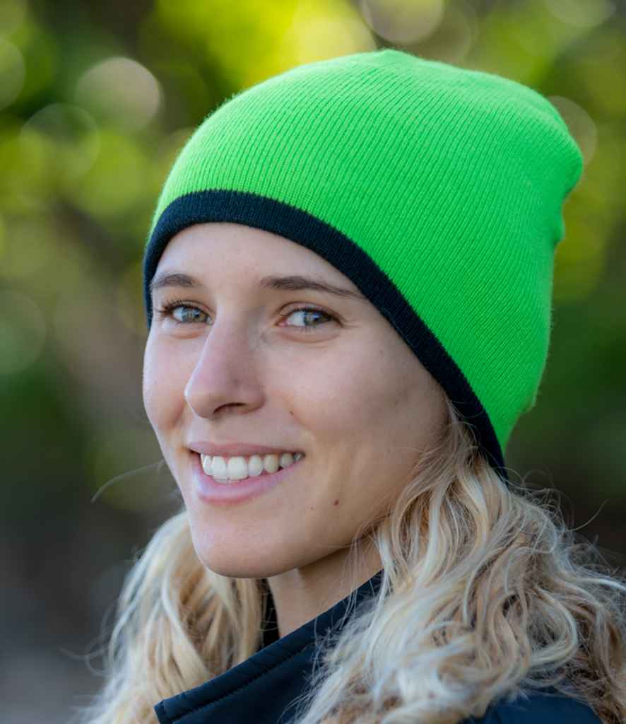 Result Reversible Fashion Fit Hat | Lime Green/Black - Result Winter Essentials Headwear - Lancashire Teamwear