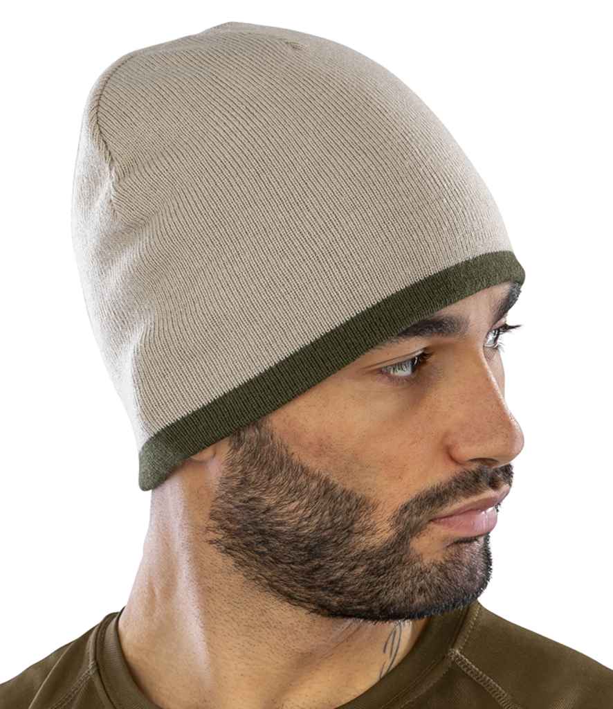 Result Reversible Fashion Fit Hat | Stone/Olive Green - Result Winter Essentials Headwear - Lancashire Teamwear