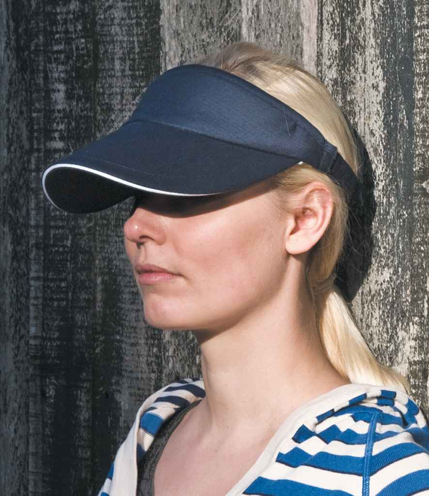 Result Herringbone Sun Visor | Navy/White - Result Headwear Headwear - Lancashire Teamwear