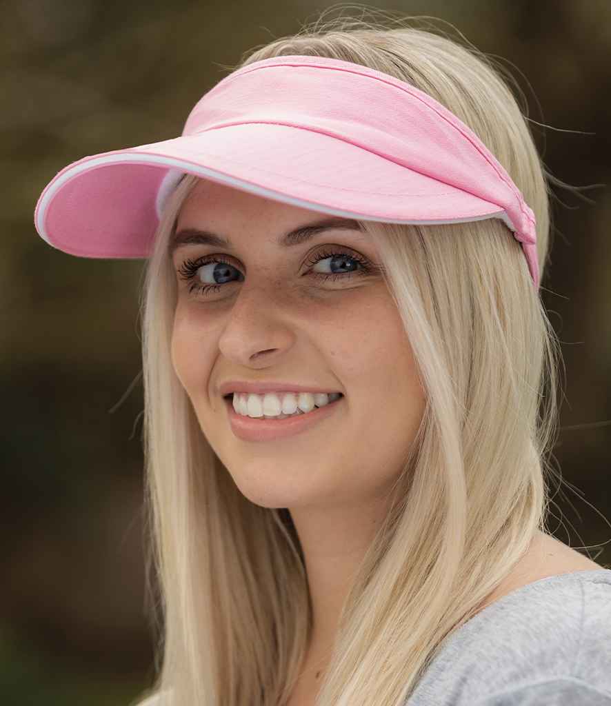 Result Herringbone Sun Visor | Pink/White - Result Headwear Headwear - Lancashire Teamwear