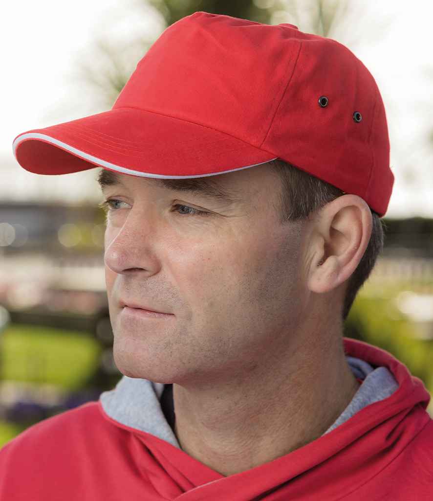 Result Plush Cotton 5 Panel Cap | Red - Result Headwear Headwear - Lancashire Teamwear