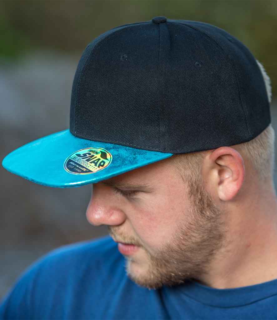 Result Bronx Glitter Snapback Cap | Black/Turquoise Blue - Result Headwear Headwear - Lancashire Teamwear