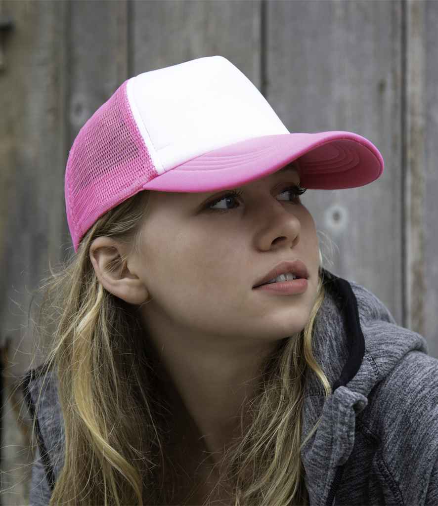 Result Core 1/2 Mesh Truckers Cap | Super Pink/White - Result Headwear Headwear - Lancashire Teamwear