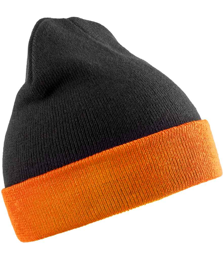 Result Genuine Recycled Compass Beanie | Black/Orange Headwear - Lancashire Teamwear
