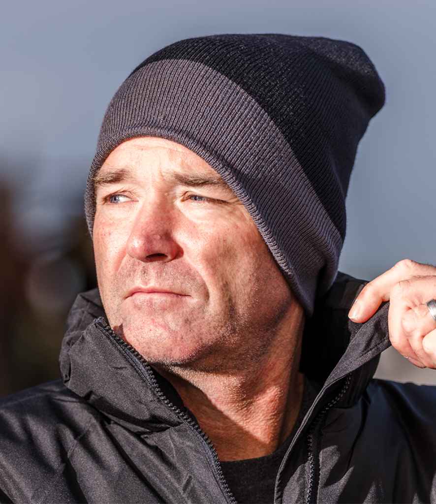 Result Genuine Recycled Compass Beanie | Black/Grey Headwear - Lancashire Teamwear