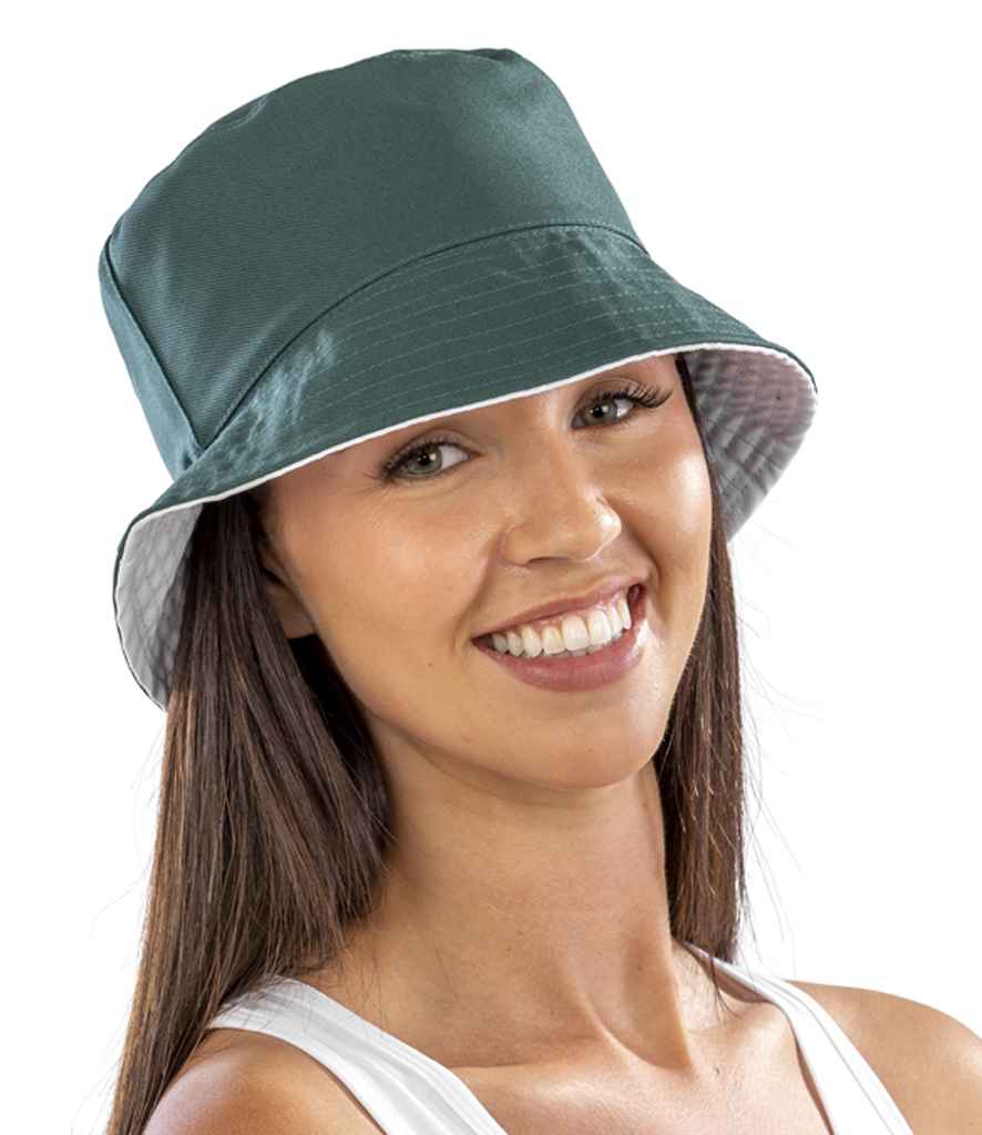 Result Genuine Recycled Core Reversible Bucket Hat | Bottle Green/White Headwear - Lancashire Teamwear