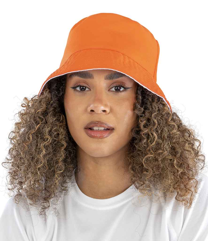 Result Genuine Recycled Core Reversible Bucket Hat Orange/White