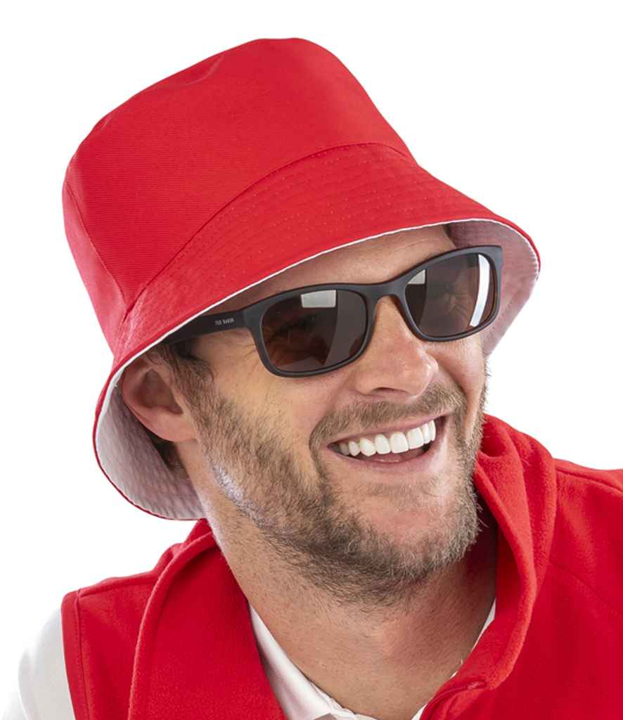 Result Genuine Recycled Core Reversible Bucket Hat | Red/White Headwear - Lancashire Teamwear