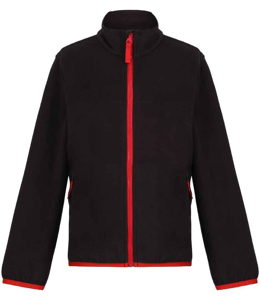 Regatta Kids Full Zip Micro Fleece Jacket Black/Classic Red
