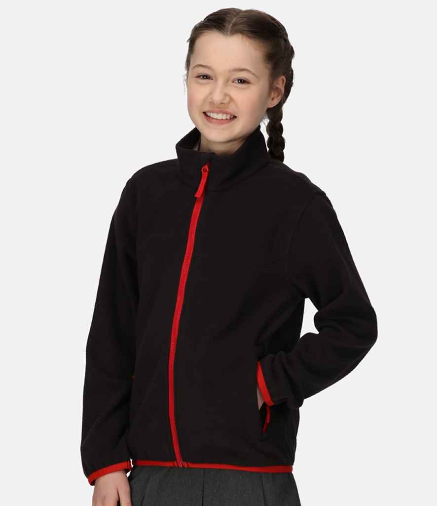 Regatta Kids Full Zip Micro Fleece Jacket | Black/Classic Red - Regatta Professional - Lancashire Teamwear