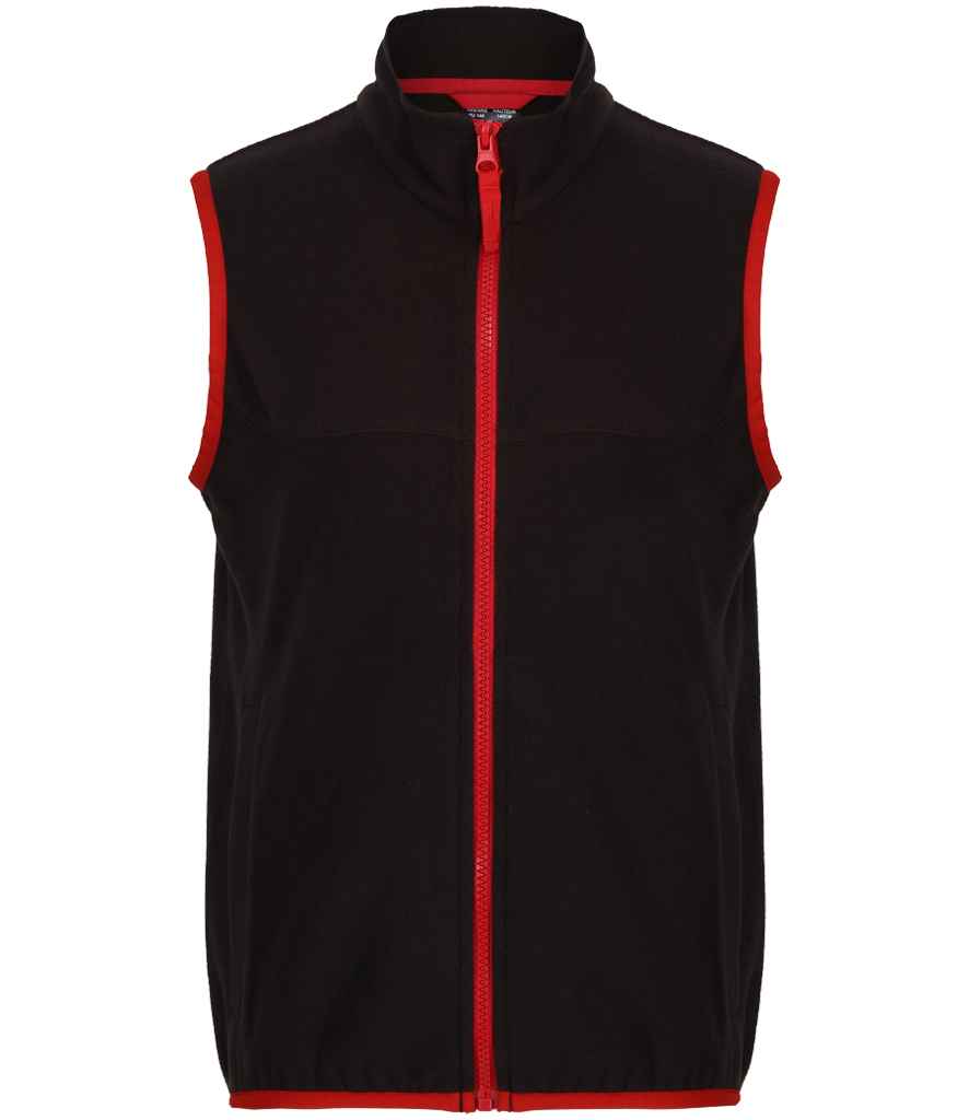 Regatta Kids Micro Fleece Bodywarmer | Black/Classic Red - Regatta Professional Gilet - Lancashire Teamwear