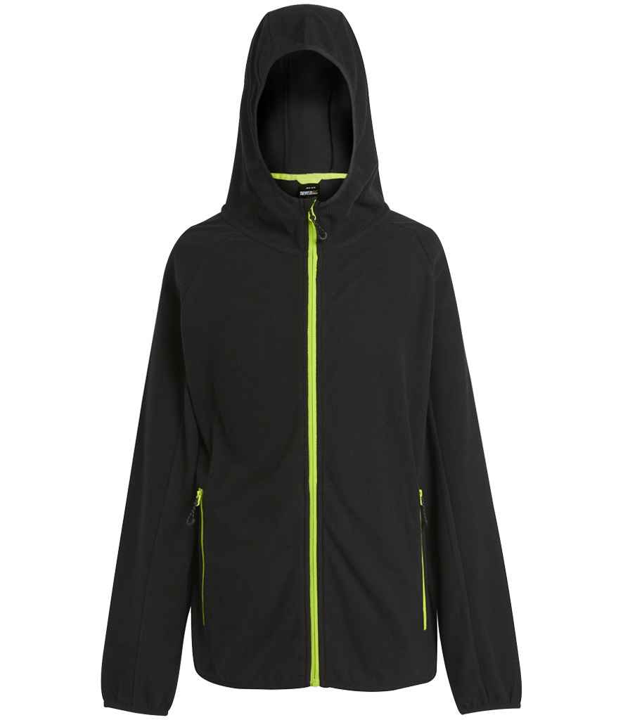 Regatta Navigate Full Zip Hooded Fleece Jacket Black/Lime Green