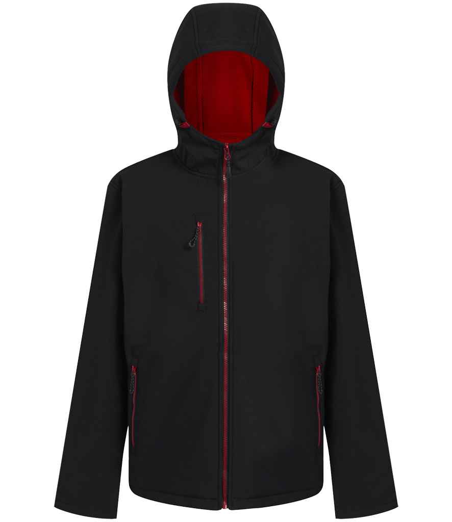 Regatta Navigate Two Layer Hooded Soft Shell Jacket | Black/Classic Red - Regatta Professional - Lancashire Teamwear