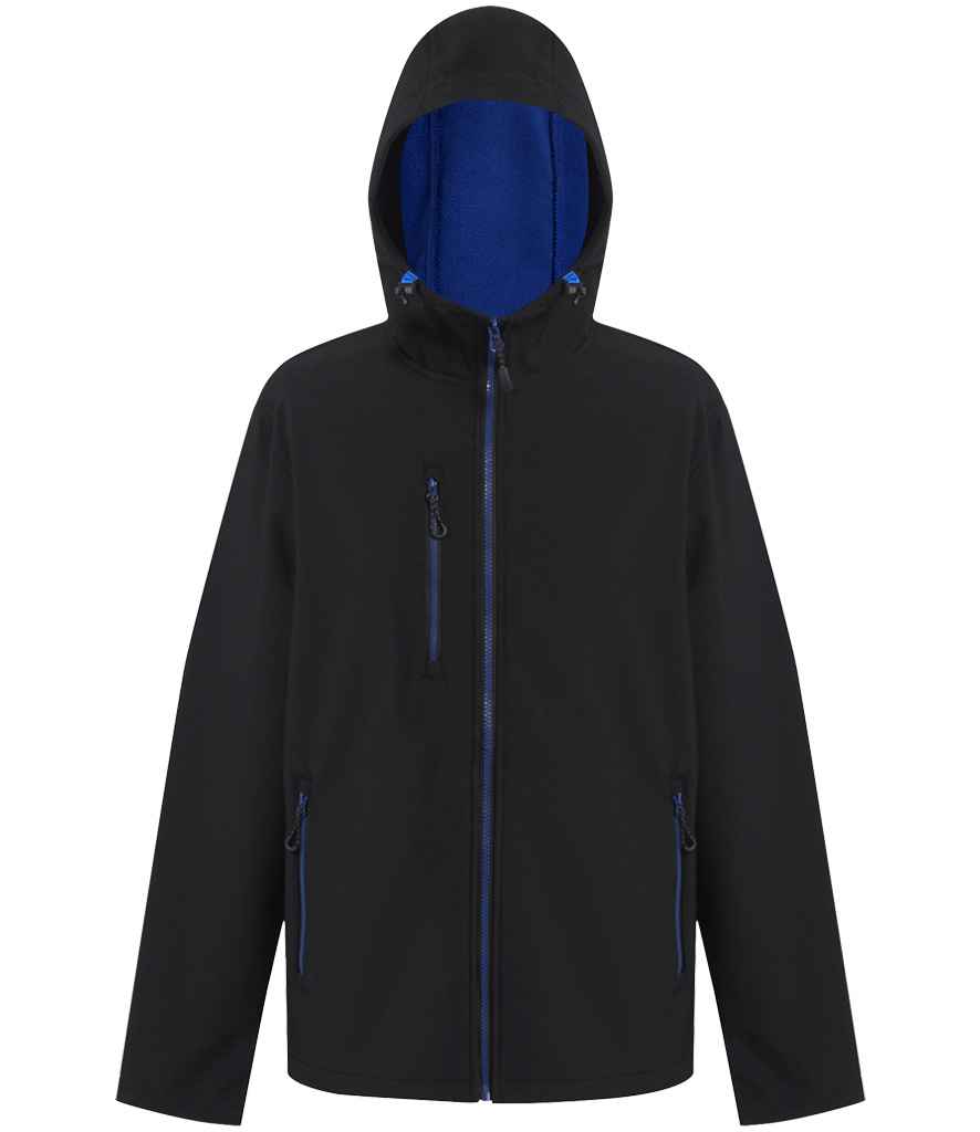 Regatta Navigate Two Layer Hooded Soft Shell Jacket | Black/New Royal Blue - Regatta Professional - Lancashire Teamwear