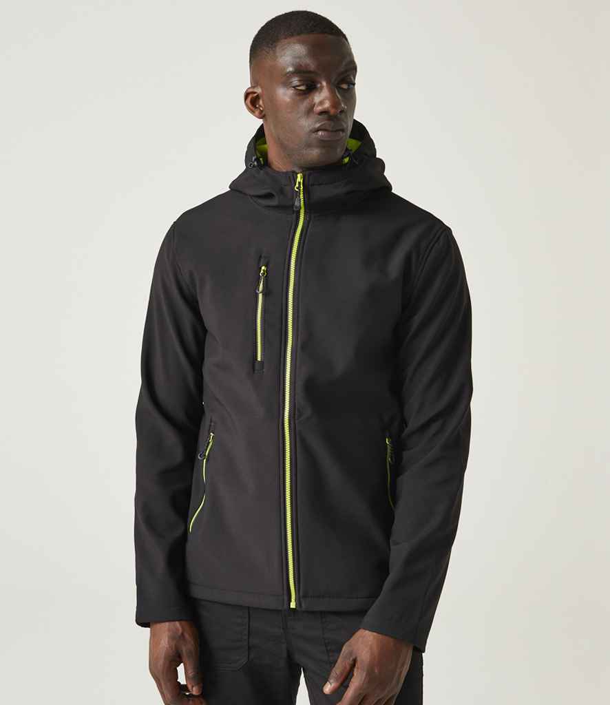 Regatta Navigate Two Layer Hooded Soft Shell Jacket | Black/Lime Green - Regatta Professional - Lancashire Teamwear
