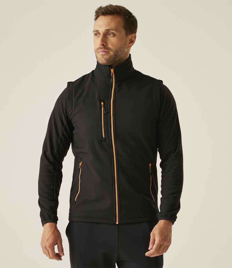 Regatta Navigate Two Layer Soft Shell Bodywarmer | Black/Orange Pop - Regatta Professional Gilet - Lancashire Teamwear