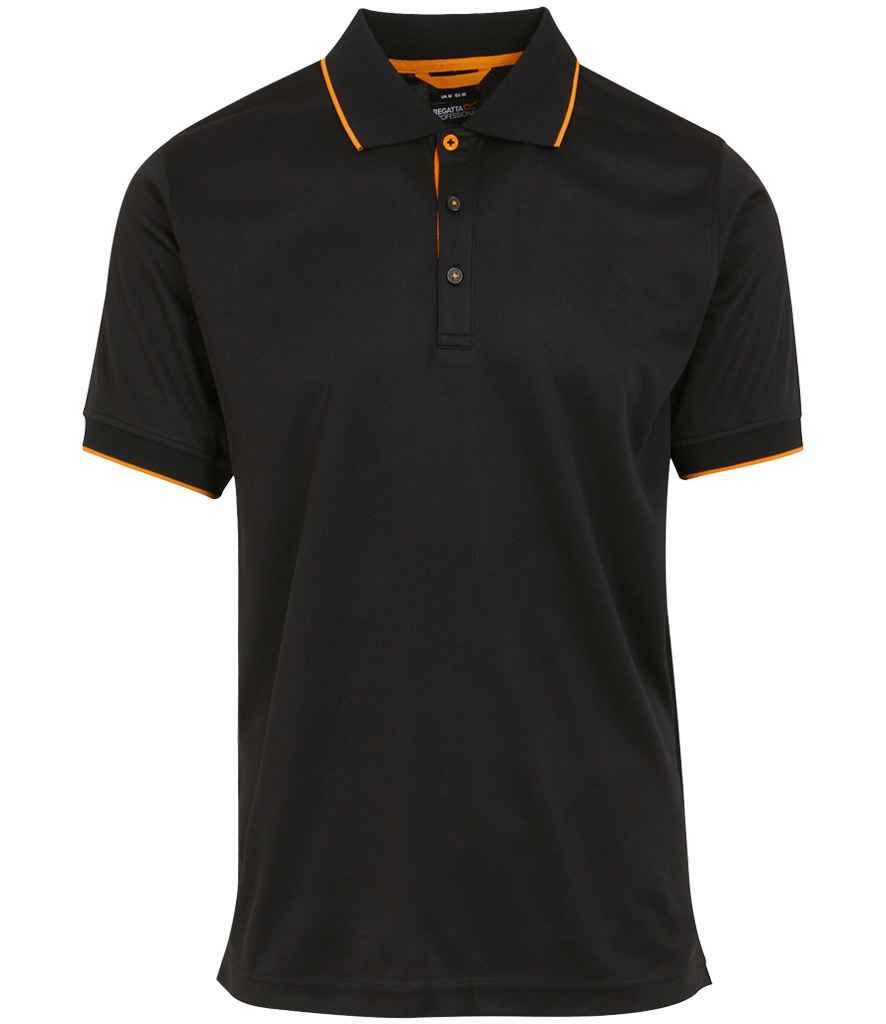 Regatta Navigate Polo Shirt Black/Orange Pop