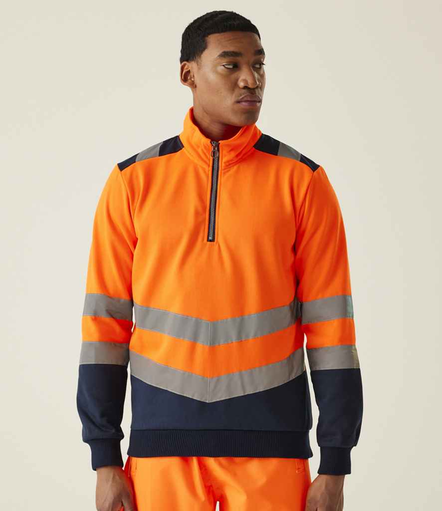 Regatta High Visibility Pro 1/4 Zip Sweatshirt | Orange/Navy - Lancashire Teamwear