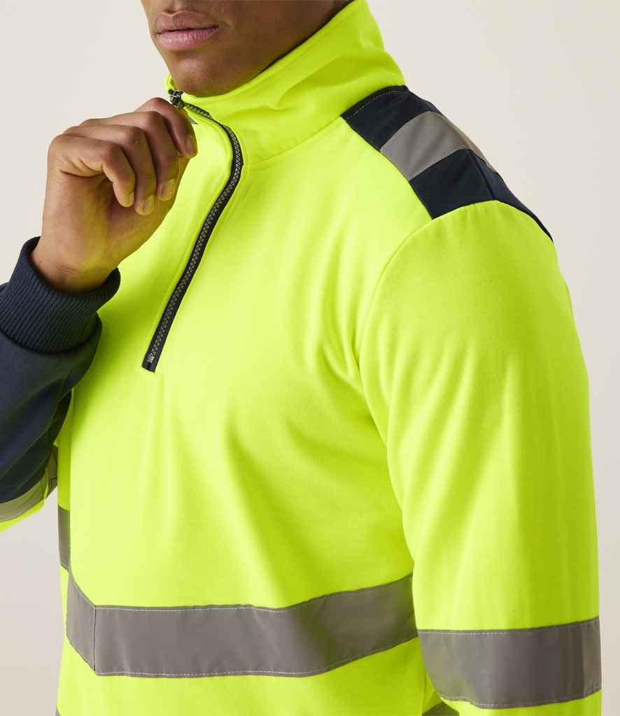Regatta High Visibility Pro 1/4 Zip Sweatshirt | Yellow/Navy - Lancashire Teamwear