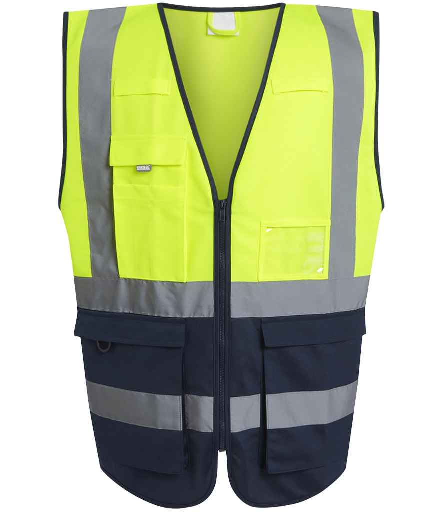 Regatta High Visibility Pro Executive Vest | Yellow/Navy Waistcoat - Lancashire Teamwear