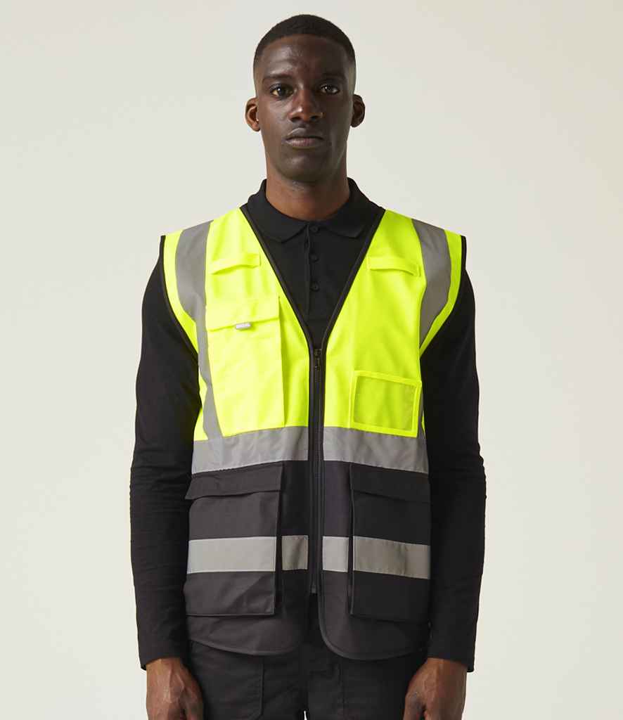 Regatta High Visibility Pro Executive Vest | Yellow/Black Waistcoat - Lancashire Teamwear