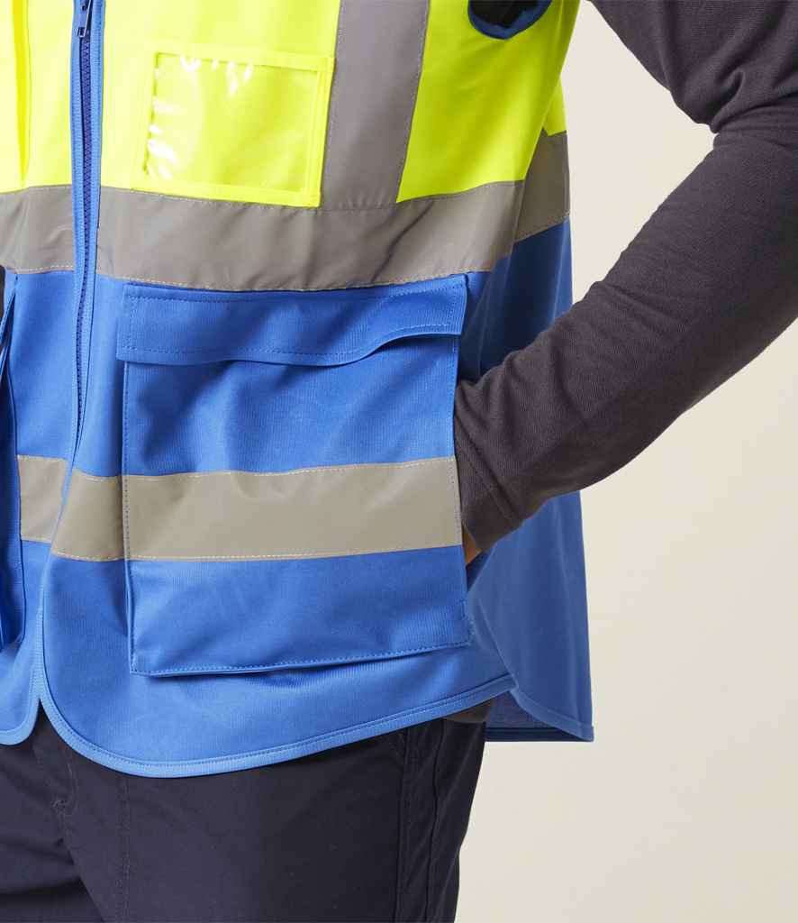 Regatta High Visibility Pro Executive Vest | Yellow/Royal Blue Waistcoat - Lancashire Teamwear