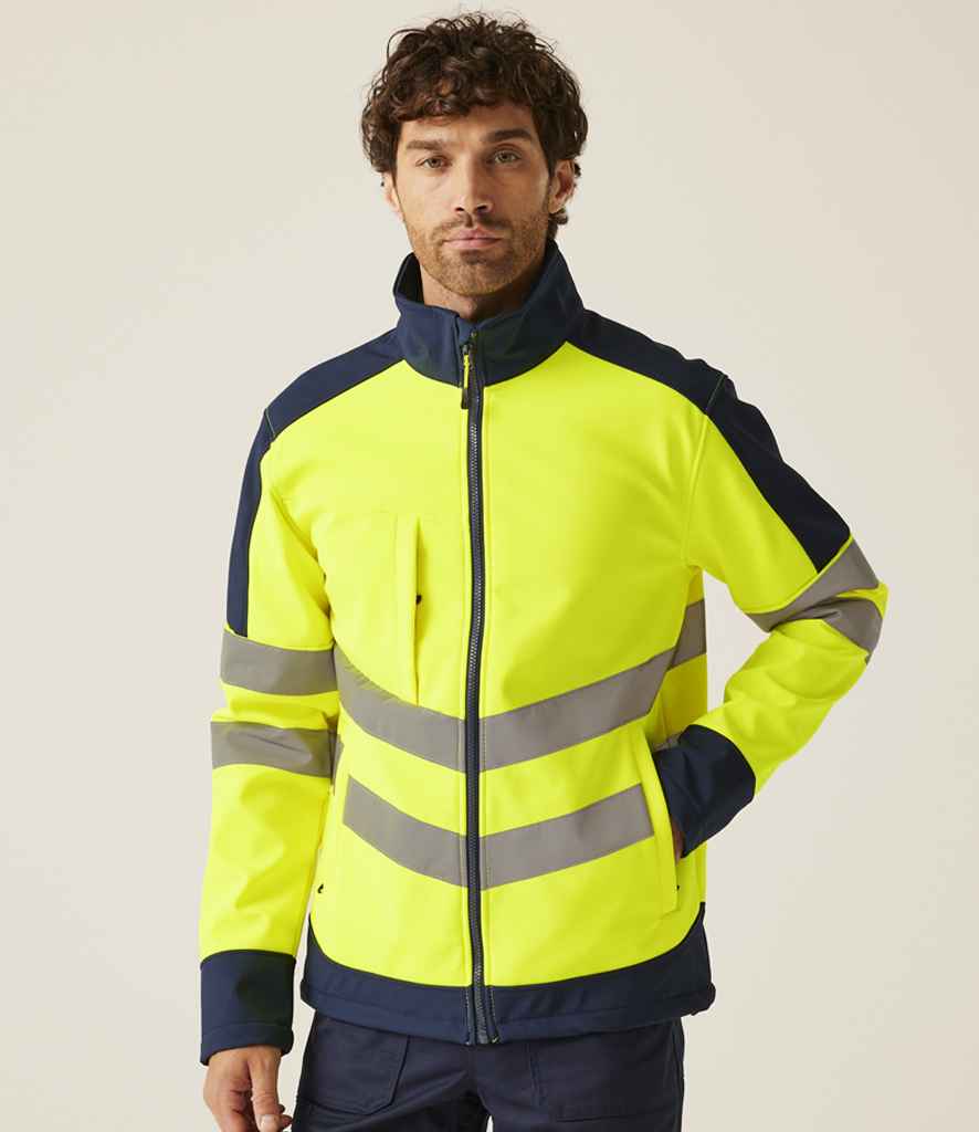 Regatta High Visibility Pro Soft Shell Jacket | Yellow/Navy - Lancashire Teamwear