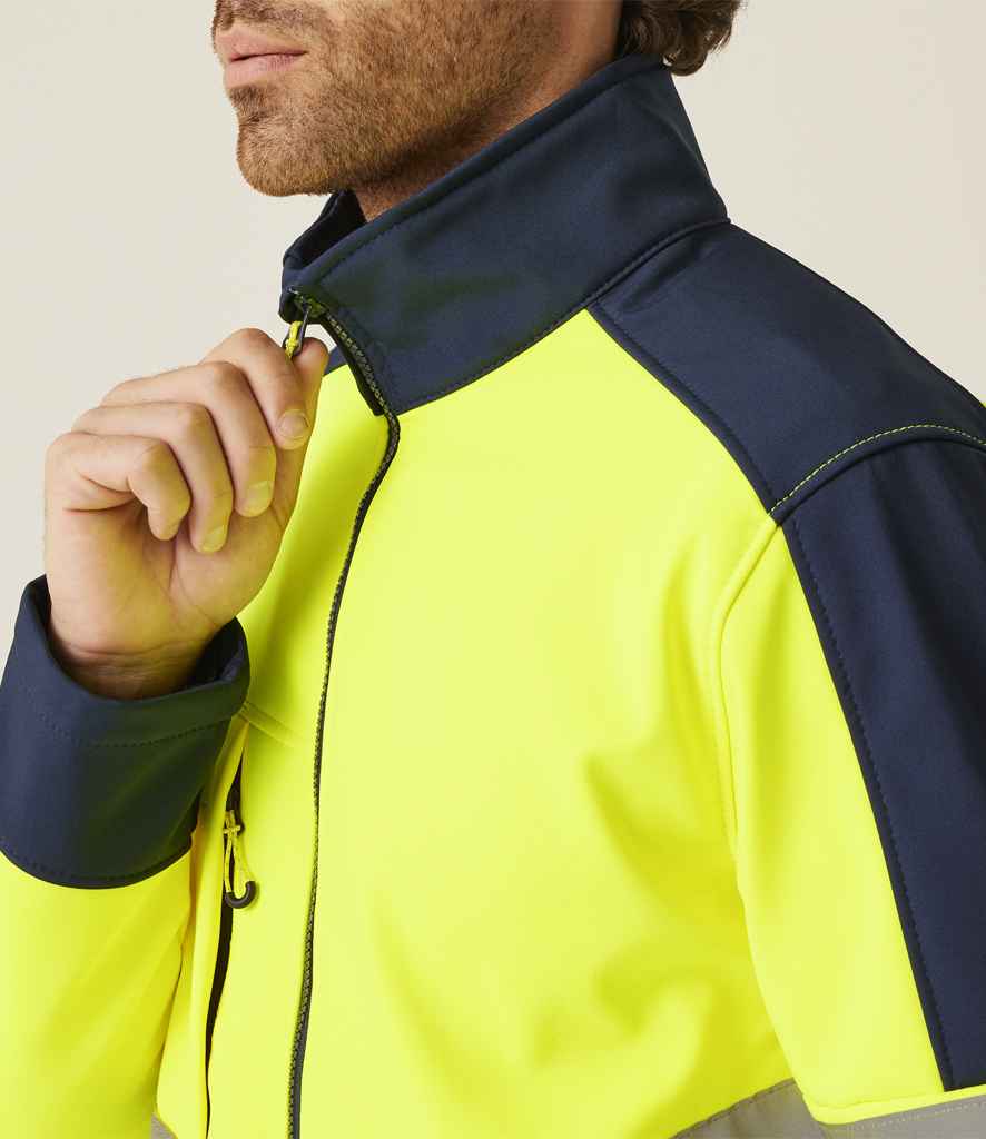 Regatta High Visibility Pro Soft Shell Jacket | Yellow/Navy - Lancashire Teamwear