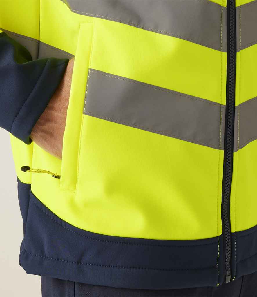 Regatta High Visibility Pro Soft Shell Jacket | Yellow/Navy - Lancashire Teamwear