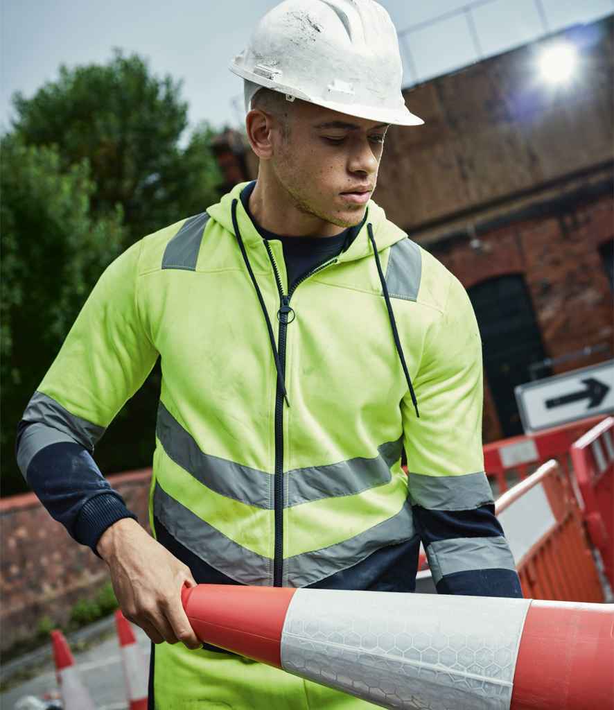 Regatta High Visibility Pro Full Zip Hoodie | Yellow/Navy - Lancashire Teamwear