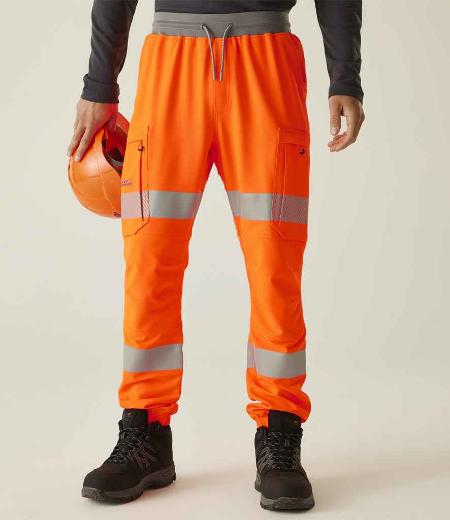Regatta High Visibility Prolite Stretch Jog Pants | Orange Trousers - Lancashire Teamwear
