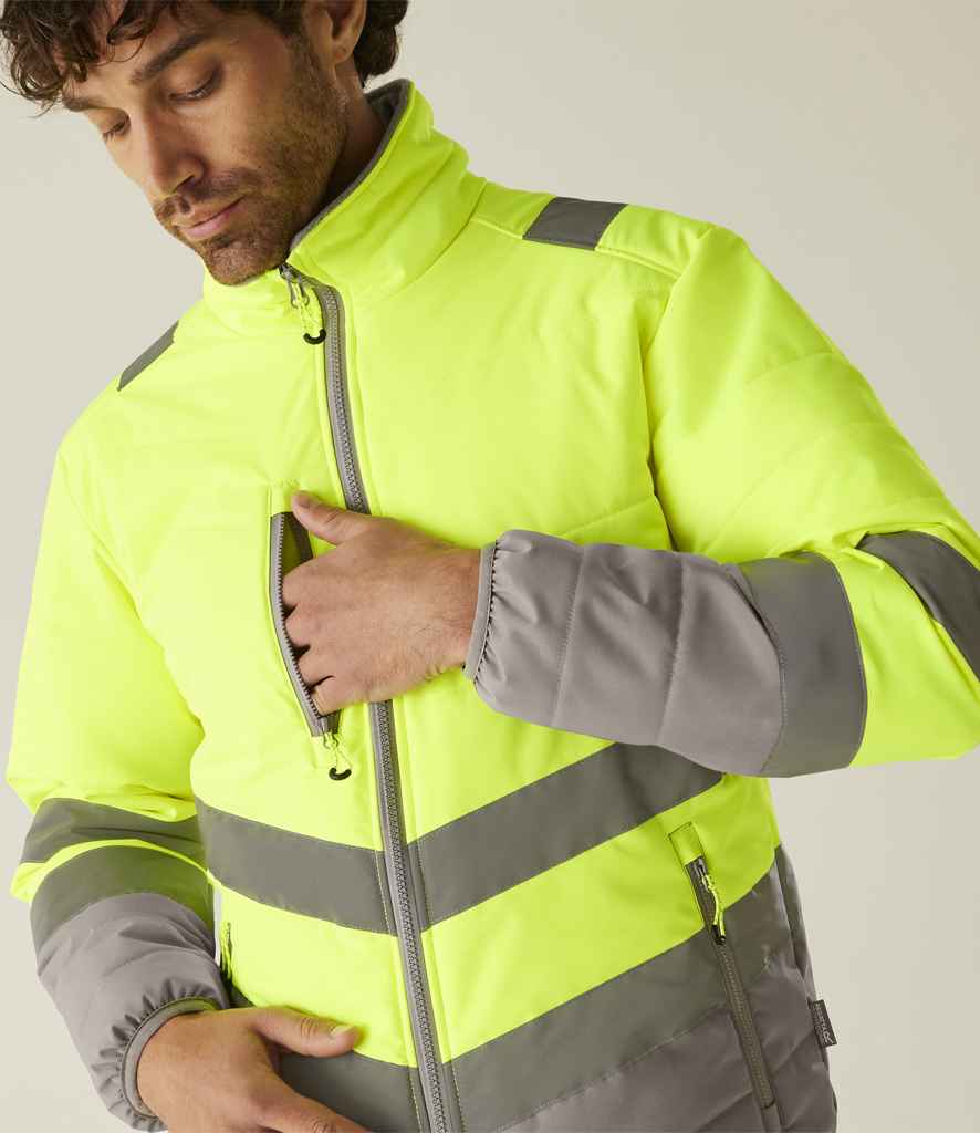 Regatta High Visibility Two Tone Thermal Baffle Jacket | Yellow/Grey - Lancashire Teamwear