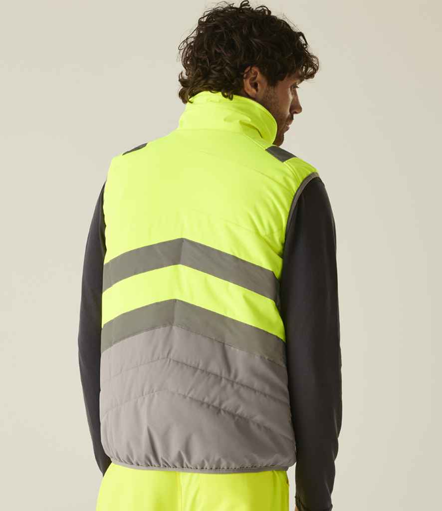 Regatta High Visibility Two Tone Thermal Baffle Bodywarmer | Yellow/Grey Gilet - Lancashire Teamwear
